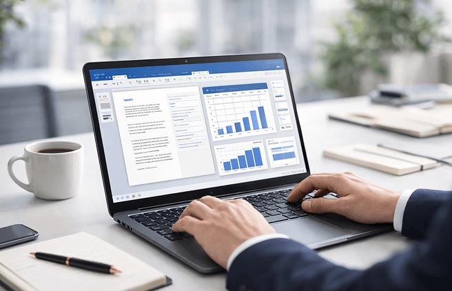 Officeを利用し作業しているイメージ