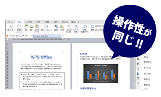 Kingsoft WPS Office 操作性が同じ