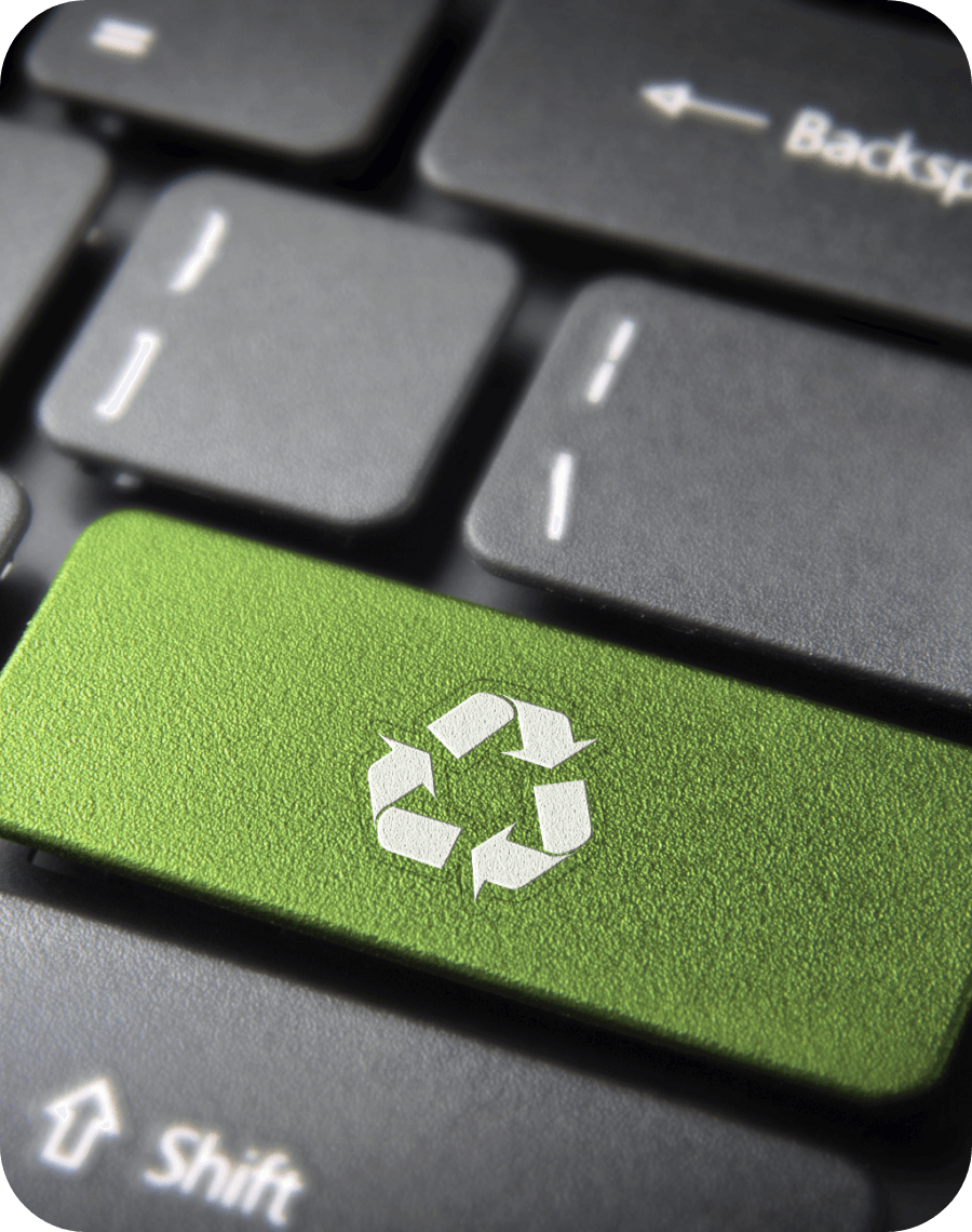 リユース・リサイクルをイメージしたPCキーボードのグラフィック